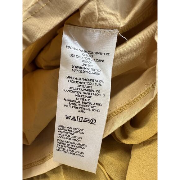 NWT By Anthropologie Mustard Ruffle V-Neck Midi Dress XS Viscose Boho Romantic - Picture 9 of 12